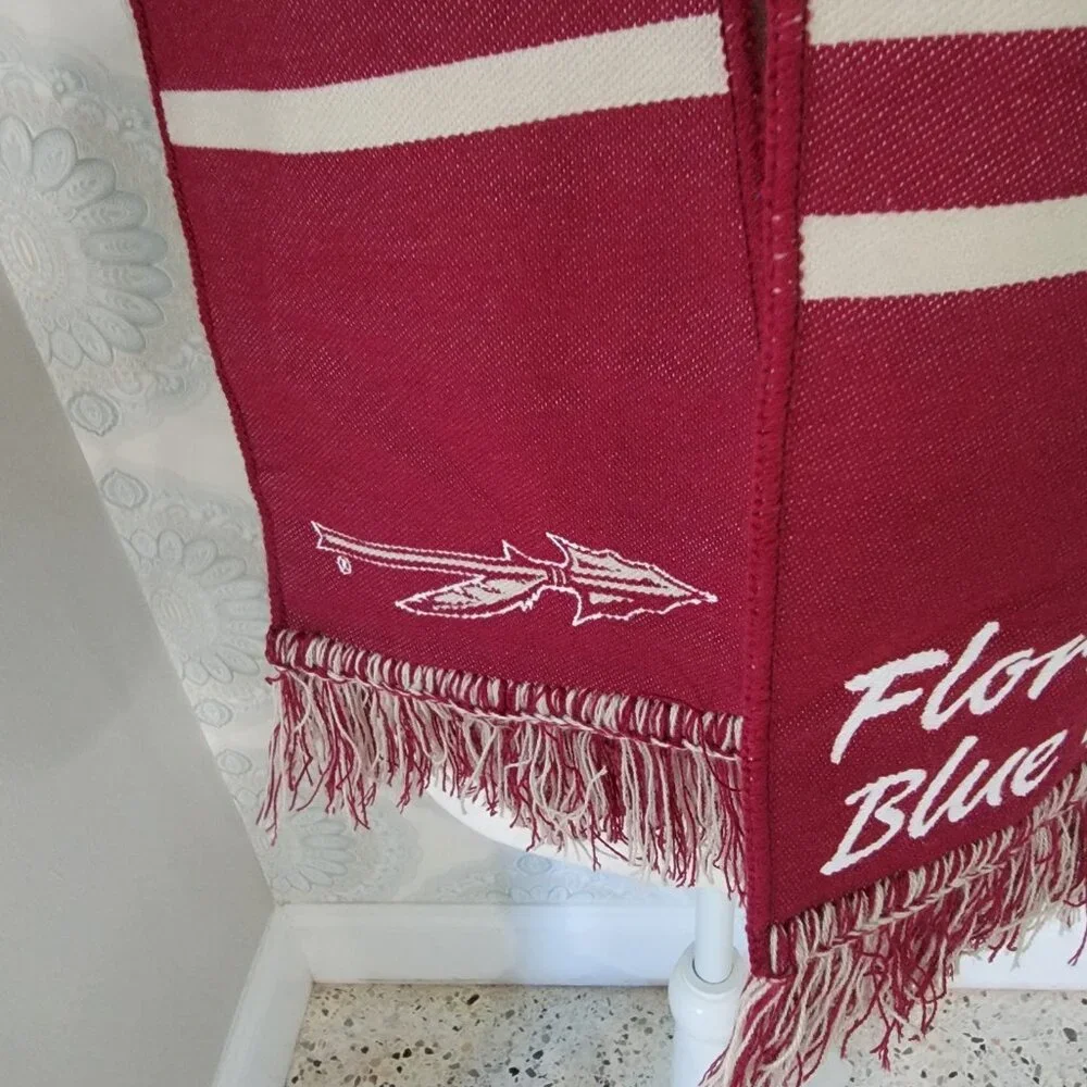 Florida State University FSU Knit Scarf‎ Red Gold White College Scarf 52 X 7
